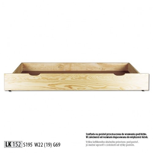 Szuflada sosnowa do lozka 195x69 cm